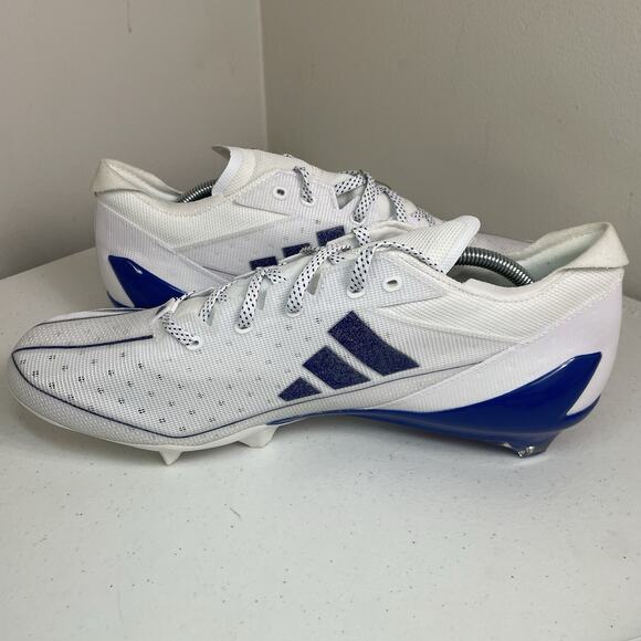 Adidas Mens Size 13.5 Football Cleats Low Adizero Electric IE4377 White Blue - Picture 9 of 9
